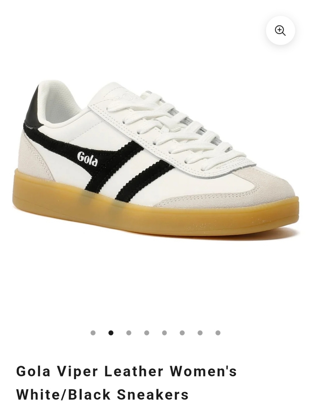 Gola Viper Leather Sneakers in White with Black Accents Size EU 39, US 8